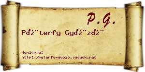 Péterfy Győző névjegykártya